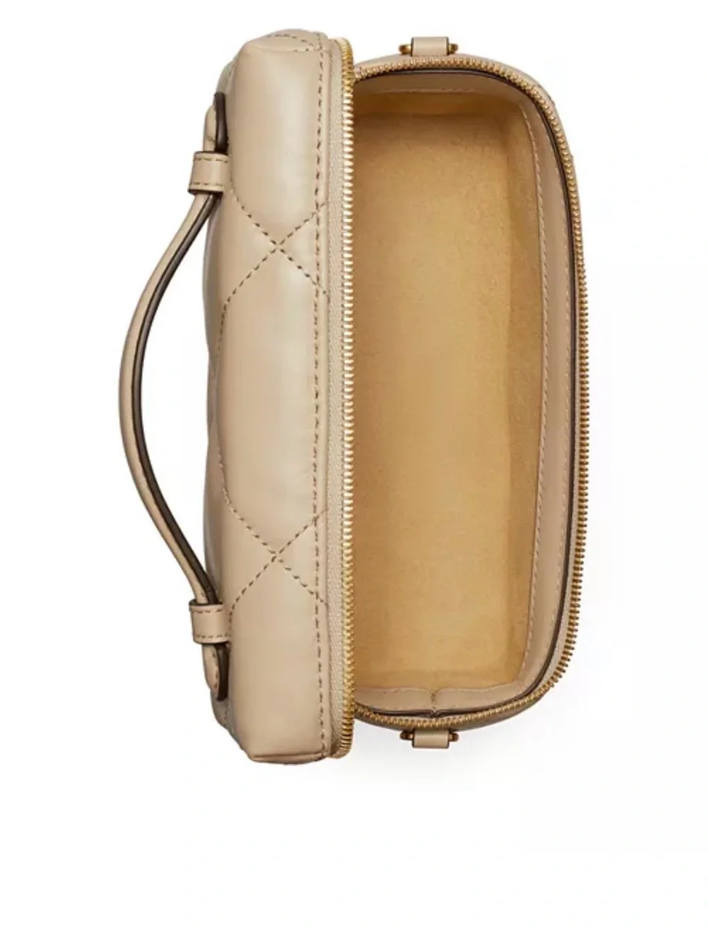 Tory Burch Cream Quilted Leather Vanity Crossbody with Gold Hardware